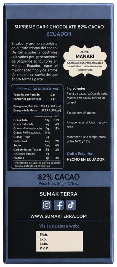 Reverso del envase, Frutal Nativo